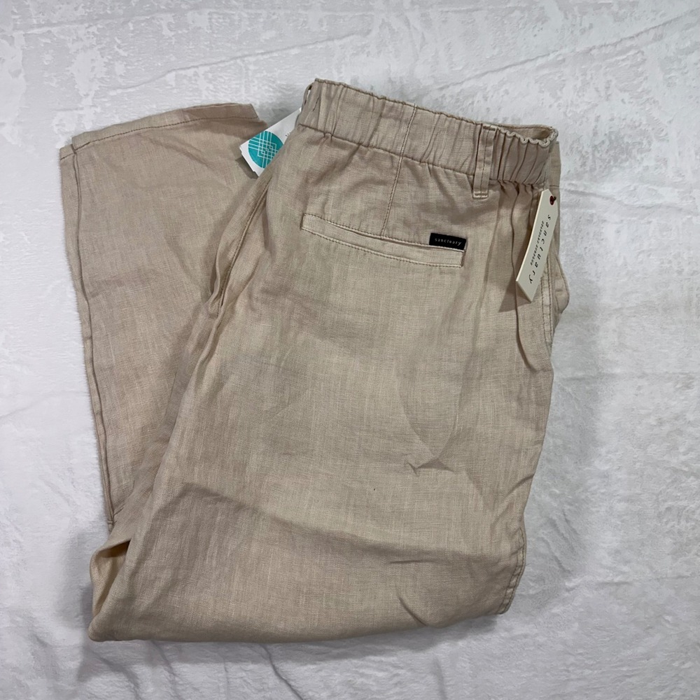 Sanctuary Everyday Linen Pant 16W Beige Elastic Waist Casual Women‎